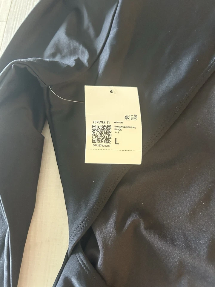 NUEVO CON ETIQUETAS FOREVER 21 TRAJE DE BAÑO NEGRO DE UNA PIEZA TALLA GRANDE MANGA LARGA Foto 3 de 3