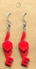 Red dangle love earrings valentines day
