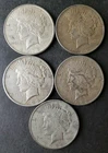 Lot of Five 1922 $1 Peace Silver Dollars