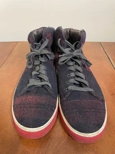 Lanvin Men’s Navy Plaid Wool Sneakers Size 10 EU 11 US. See Pics For Details