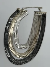 LUCIA Multi Tone Multi Chain Large Bib Statement Choker Necklace