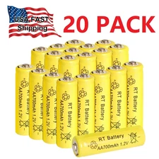 20 Pack Ni-MH AA Rechargeable Battery 1.2v 700mAh Cell for Solar Garden Lights