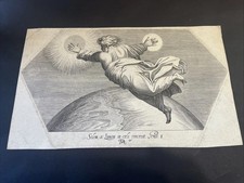 Francesco Villamena Dio crea Sole e Luna Bibbia di Raffaello incisione 1626