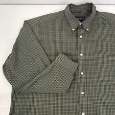 Eddie Bauer Mens Green Plaid Button Down Shirt Long Sleeve 100 Cotton Casual XL