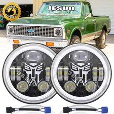 Fit 1967-1972 Chevy C10 Pair 7 inch LED Headlights round DOT Approved Hi/Lo Lamp