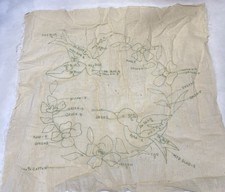 Vintage Stamped Embroidery Linen With 2 Birds  Flowers On 100 Cotton 16  x17  