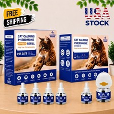 Cat Calming Pheromone Diffuser Kit Refill 4 Pack 180 Day 6 Month Stress USA