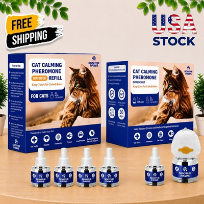 #ad Cat Calming Pheromone Diffuser Kit Refill 4 Pack 180 Day 6 Month Stress USA $26.99