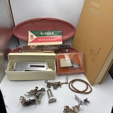 Lot Singer Sewing Machine Parts Case Button Hole Attachment Feet Bobbins