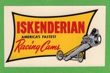 Vintage Original 1965 Iskenderian Racing Cams Slingshot Dragster Decal Art