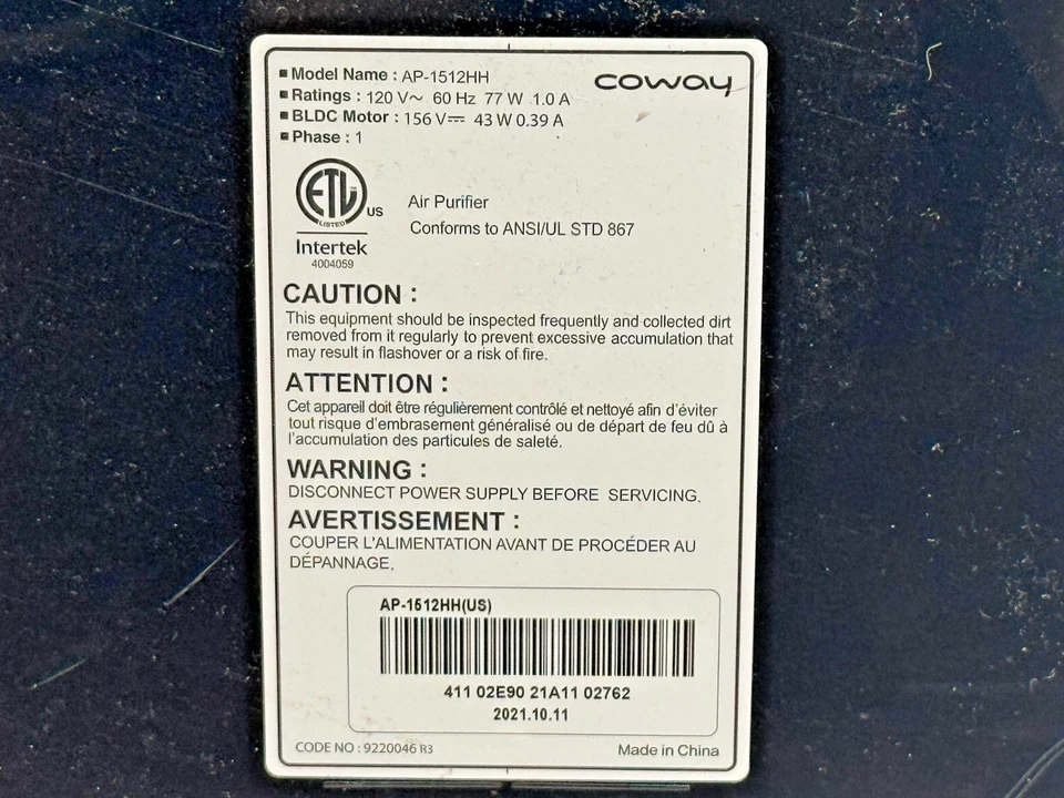 Purificador HEPA verdadero Coway Airmega AP-1512HH con dos nuevos paquetes de filtros modo ECO. Foto 4 de 4