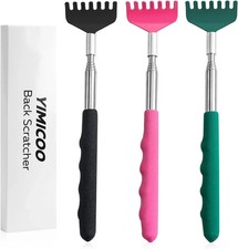 3 Pack Metal Portable Telescoping Back Scratchers with Rubber Handles