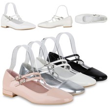Damen Riemchenballerinas Ballerinas Klassische Lack Schuhe 841180