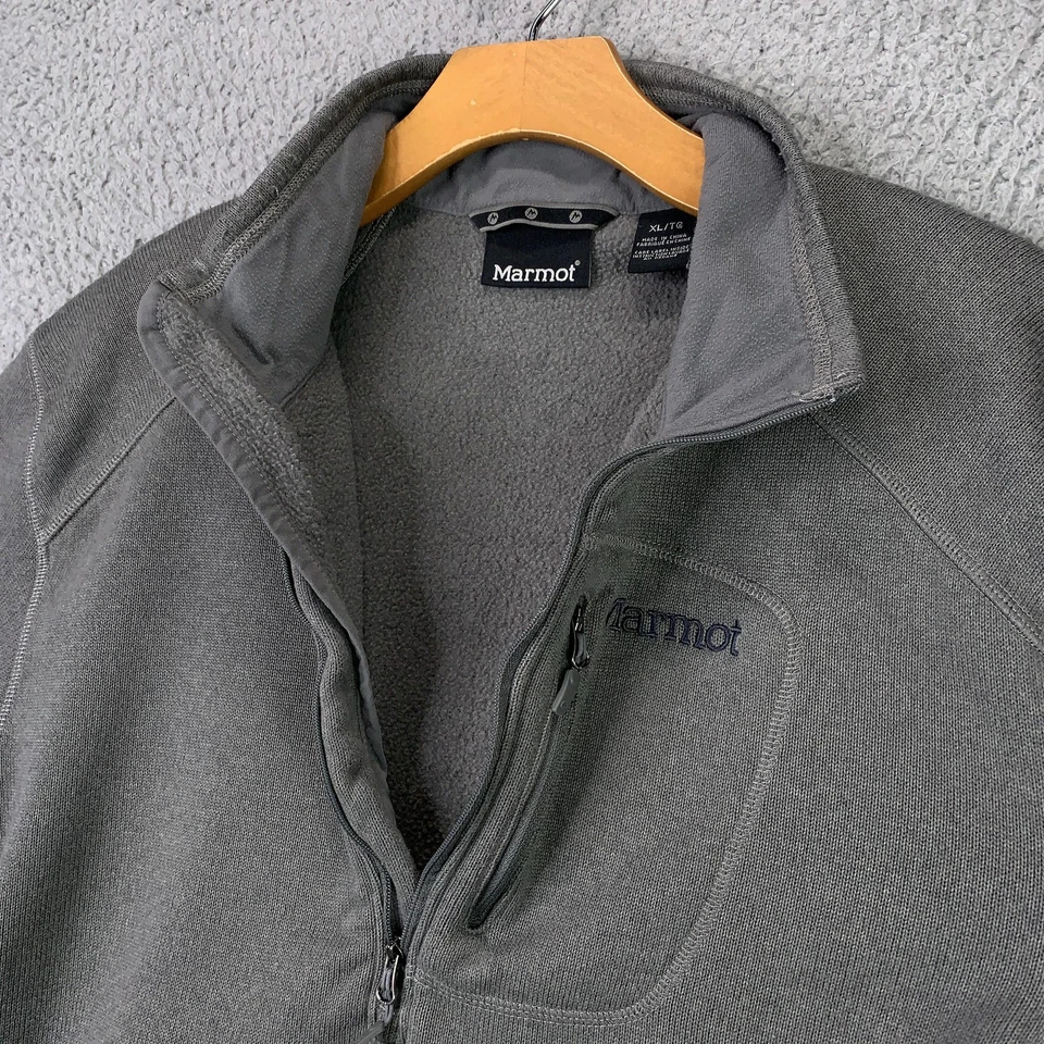 Marmot 套衫男式 XL 灰色四分之一拉链羊毛毛衣户外远足 C71100 — 第 4/4 张图片