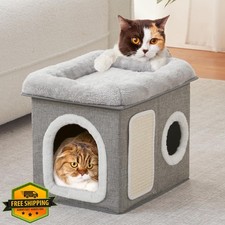 WINDRACING Grey Cat House Cave Bed Foldable Scratch Pad 17"