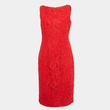 CH Carolina Herrera Red Lace Sleeveless Shift Dress M