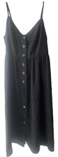 Forever 21 womens sleeveless button down black summer dress md