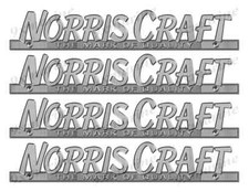NORRIS CRAFT Brushed Metal Vinyl Decal Boat Stickers 4 PC Set, 10"x 1.5" Each