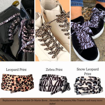 Pink Shoe Laces BrightGlow Leopard Shoelaces, Pairs Of Shoelaces - Main Image