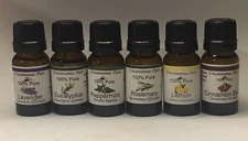 100% Pure Essential Oils Therapeutic Grade  10mL Lot of 6 Starter Set