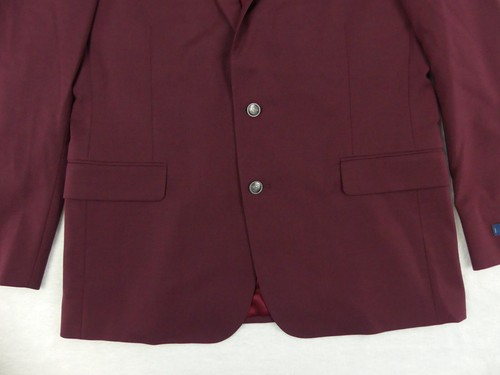 Stafford Blazer Mens 44 Reg Classic Fit Burgundy Hopsack Wool Blend Stretch - Picture 16 of 23