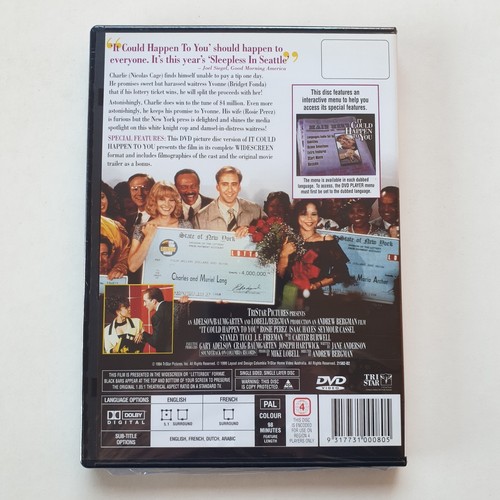 It Could Happen To You (DVD, 1994) PAL Region 4 (Nicolas Cage, Bridget Fonda) - Picture 3 of 5
