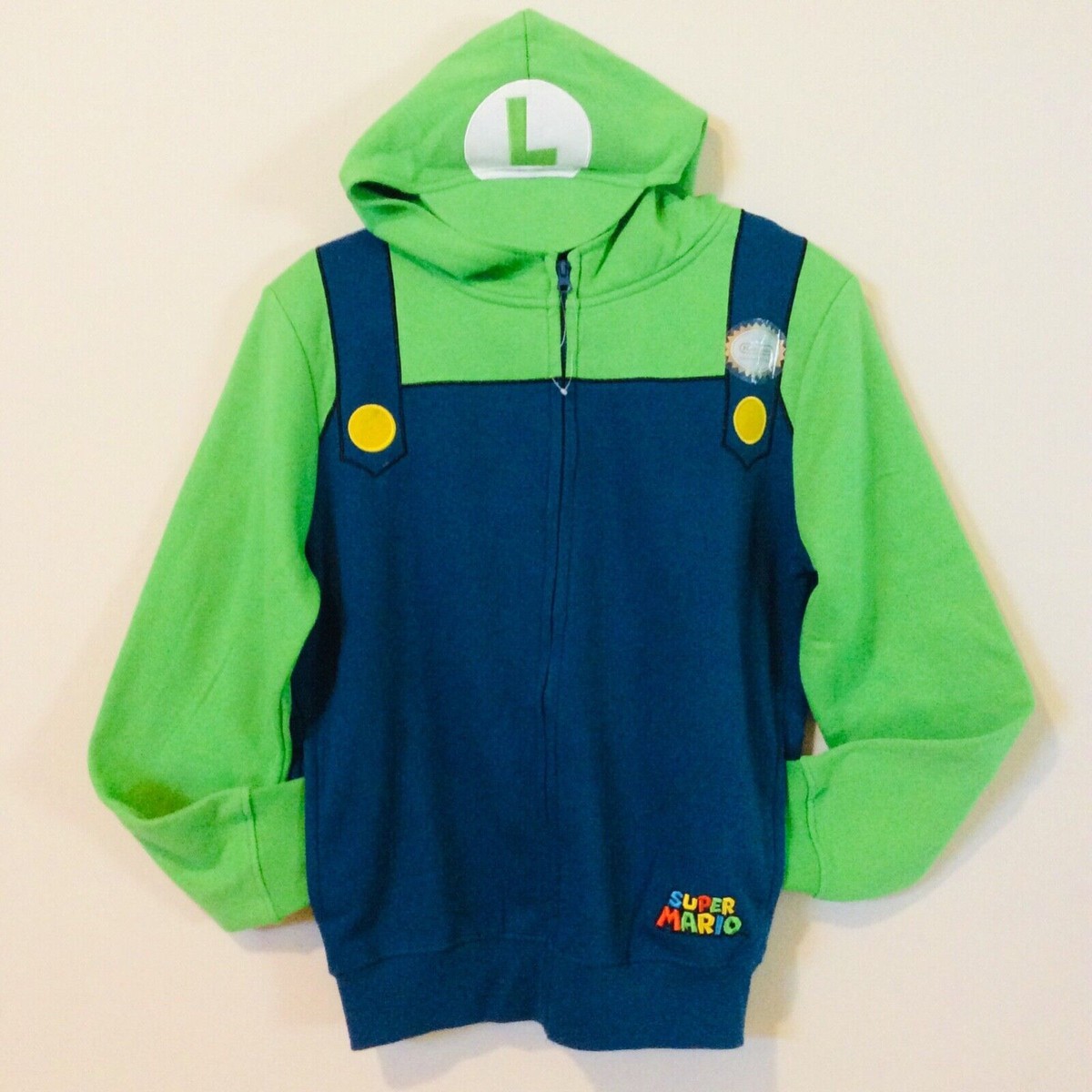 Super Mario Bros Luigi Adult Men's Hoodie Nintendo Official