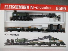 Fleischmann N 8599 Güterwagen-Set 4-teilig 09 t-Kranzug 4-teilig der DB in OVP