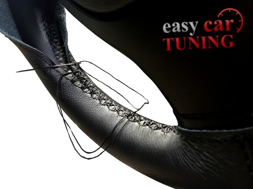For Renault Twingo II 2007-2013 Black Real Genuine Leather Steering Wheel Cover - Picture 3 of 7