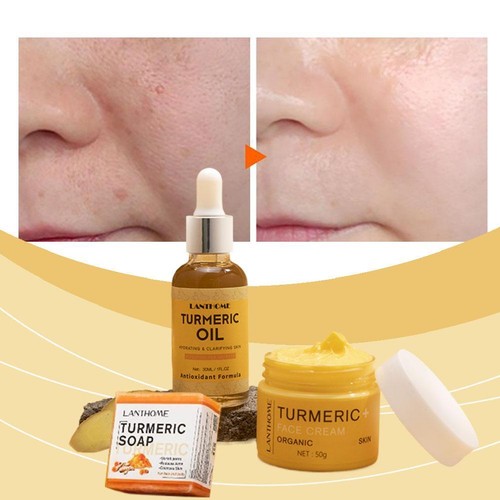 LANTHOME Curcuma Skin Care Set-Olio di Curcuma,Sapone alla Curcuma,Crema Viso alla Curcuma} - Foto 2 di 12