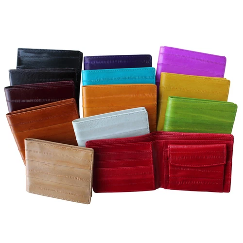 Genuine Eel Skin Leather Billfold Wallet Purse Coin Wallet Card Purse