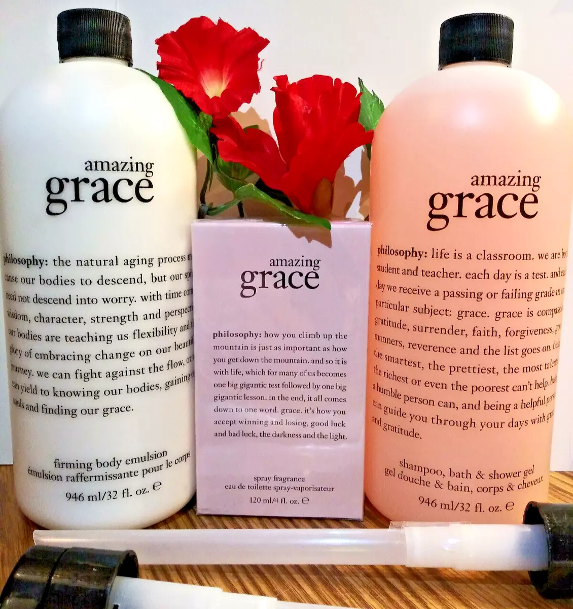 Philosophy AMAZING GRACE 4 oz. Fragrance, Shower Gel & Body Lotion 32 oz.  Set