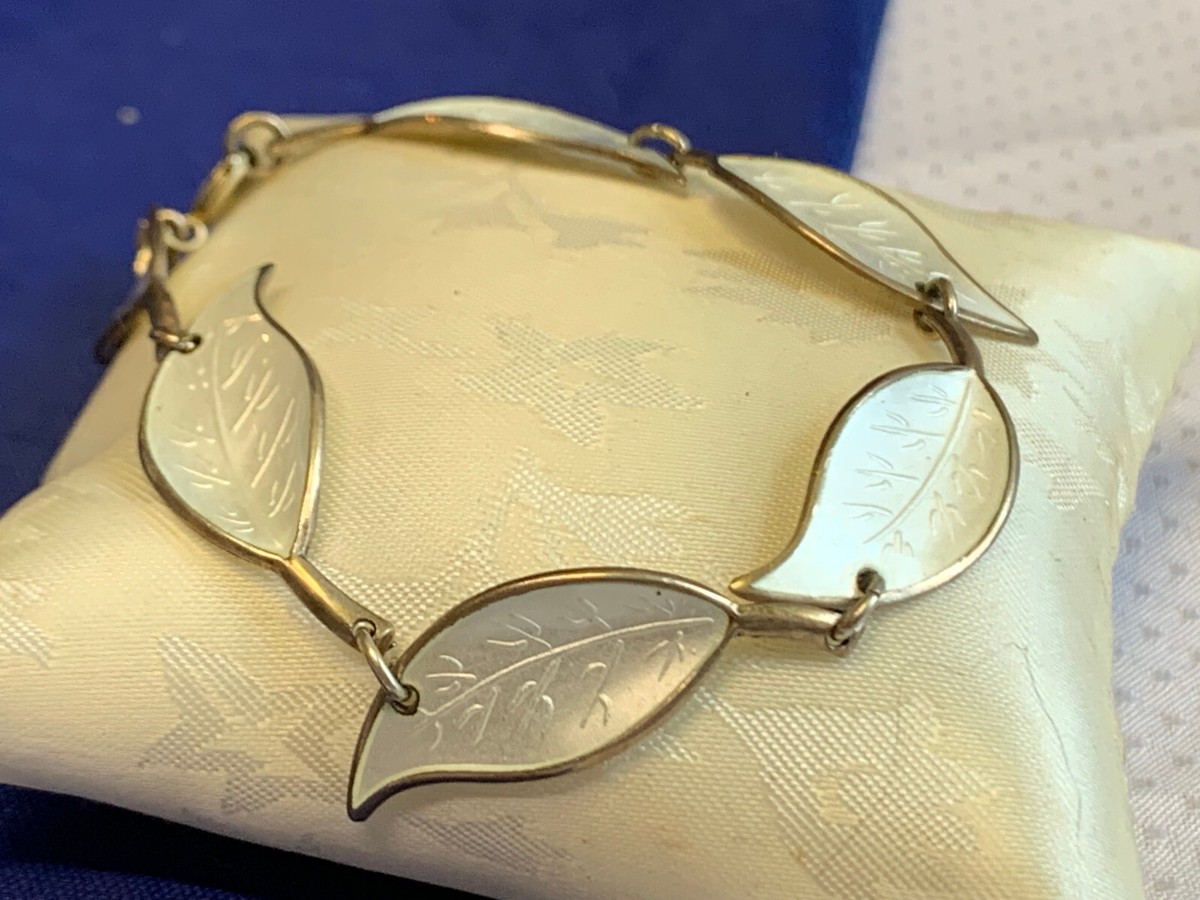 Sterling Silver Leaf Link Bracelet 11.35g Fine Jewelry 7.25