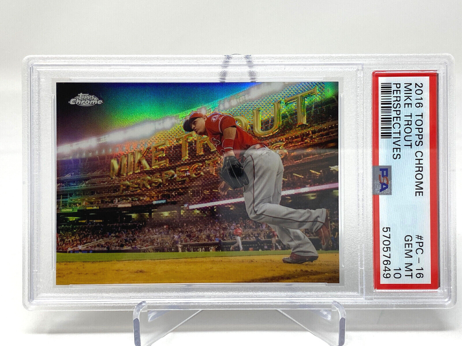 2016 Topps Chrome #PC-16 Mike Trout Perspectives PSA 10 view 4