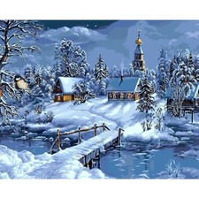Paint By Numbers Adults kids Village Snow Land DIY Painting Kit 40x50CM Canvas