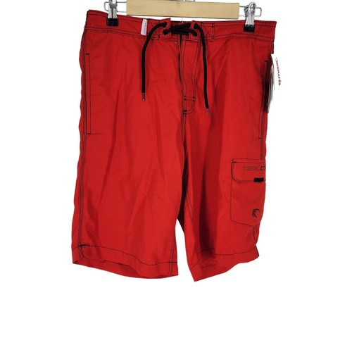 Teal Cove Men's Red Stitch Cargo Swim Trunks Polyester Small 32x10 - 第 1/5 張圖片