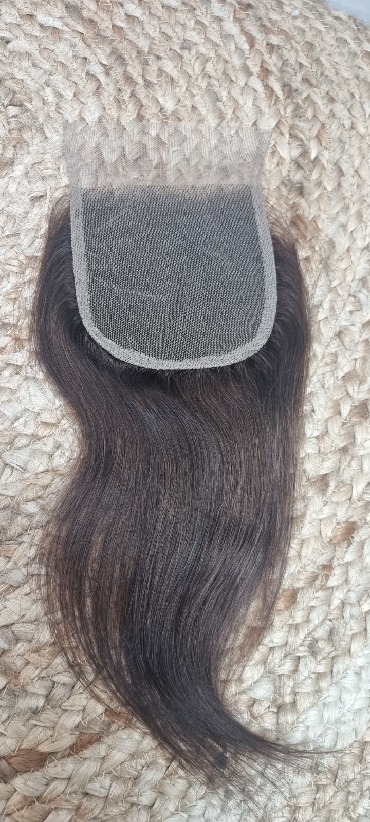 10INCH BRAZILIAN VIRGIN HAIR COLOUR 2# HIGHLIGHT LACE CLOSURE 4X4 SIZE STRAIGHT