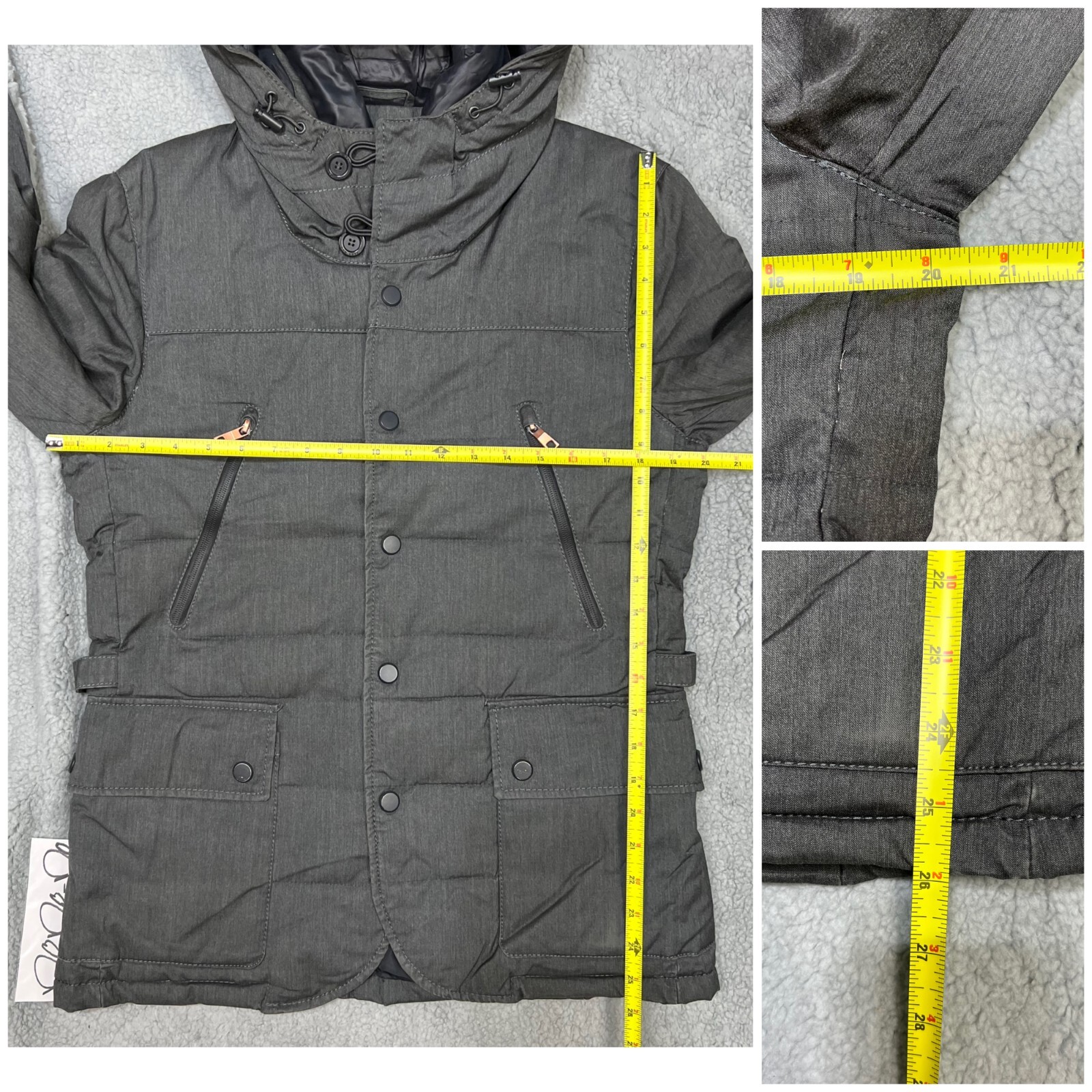 Zara Jacket Mens Small S Grey Puffer Coat Parka Insul… Gem