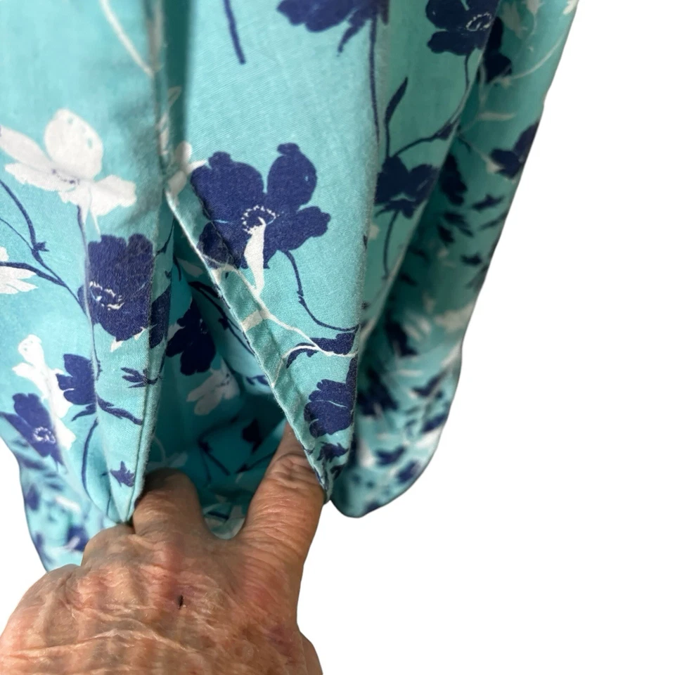 Vestido Casa Anthony Richards 2X Azul Estampado Floral Volantes Sin Mangas Granny Core Foto 4 de 4