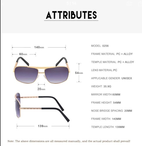 Mens Sunglasses ~ Brown Gradient Lens ~ Gold Frame ~ Brand New ~ UV400 - Picture 3 of 3
