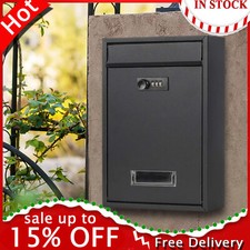 POST BOX LARGE LETTER MAIL BOX STEEL LOCKABLE OUTDOOR WALL MOUNTED WITH KEYS
