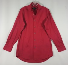 Pronto Uomo Non-Iron Mens 15-32/33 Red Shirt Long Sleeve Button Up FAST Shipping