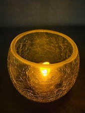 Crackle Glass Candle Holder - Clear (+ 2 Complimentary Candles)