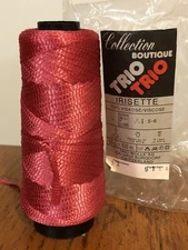 NEW Trio Irisette Elegant Shiny Bright Pink 100% Viscose Ribbon Yarn 50g