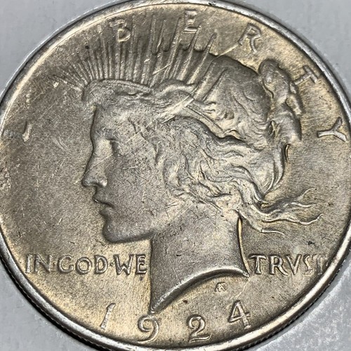 1924 Peace Silver Dollar $1 About UNCIRCULATED - Picture 4 of 12