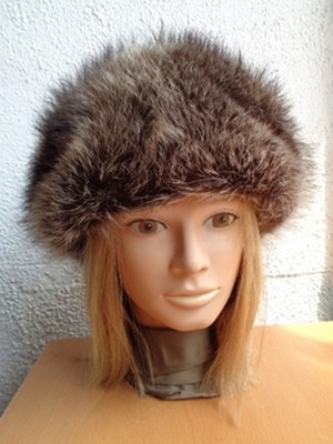 EXCELLENT NATURAL RACCOON RACOON FUR HAT CAP WOMEN WOMAN SIZE ALL Excellent Natural Raccoon Racoon Fur Hat Women Woman Size  main image 2