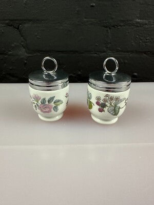 2 x Royal Worcester 2,5'' High Egg Coddler Lavinia Brombeere + Juni Girlande