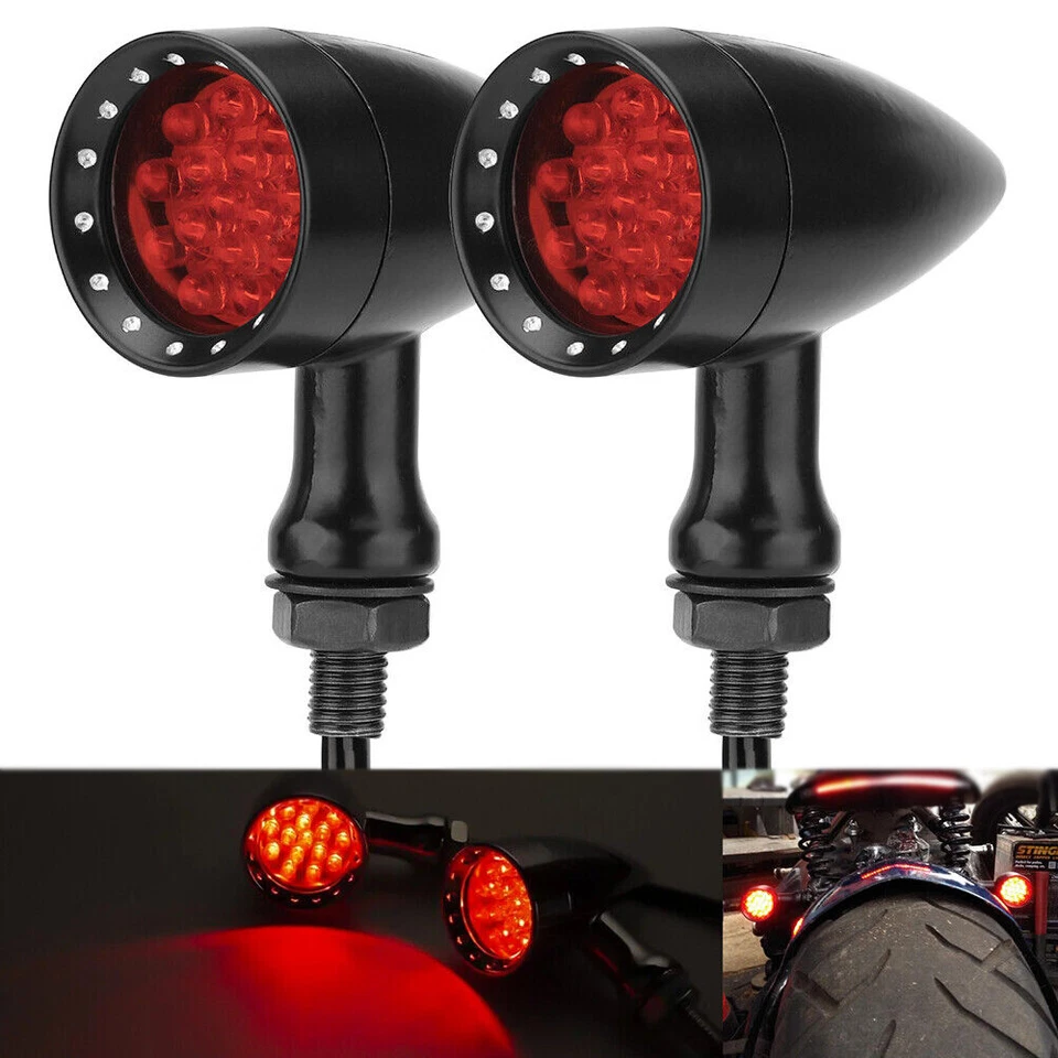 Luz trasera intermitente de freno LED negro para motocicleta para Honda Bobber Café Foto 2 de 4