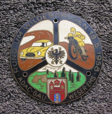 CAR BADGE ADAC VINTAGE GERMANY RACE PORSCHE 356 911 VW BMW MERCEDES SL MB 1958 
