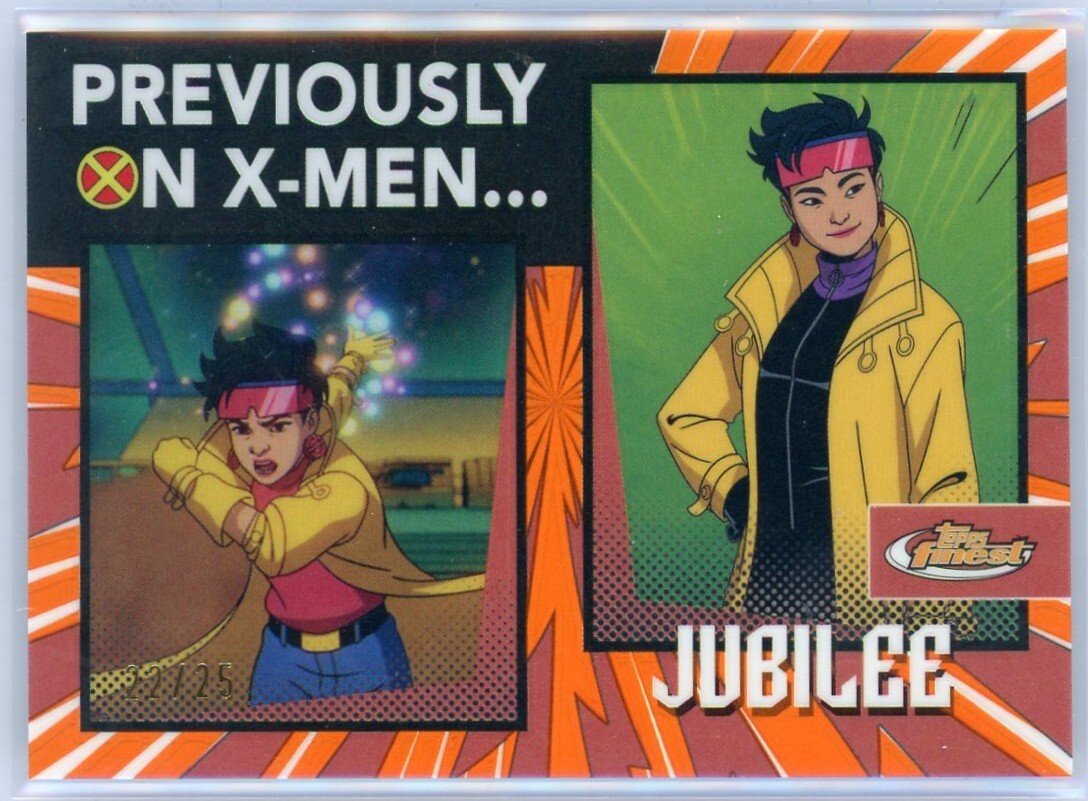 2025 Topps Finest Marvel '97 Jubilee #/25 Previously On X-Men ORANGE Refractor
